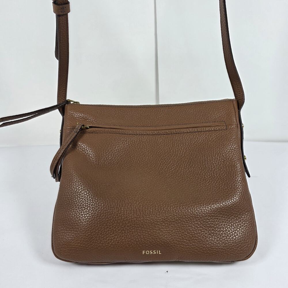 Fossil Gemma Brown Pebbled Leather Crossbody Purse Shoulder Bag Adjustable - Picture 10 of 15